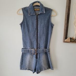 Y2K Light Wash Denim Romper